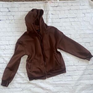 Shein Brown Crop Hoodie 